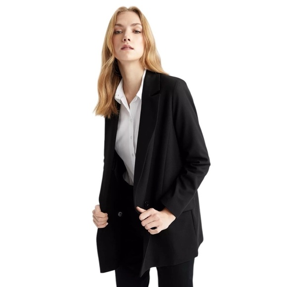 ELLEN TRACY Wool Blazer Double Breasted Single Button BLACK SIZE 12 Gothic EUC - Picture 10 of 10